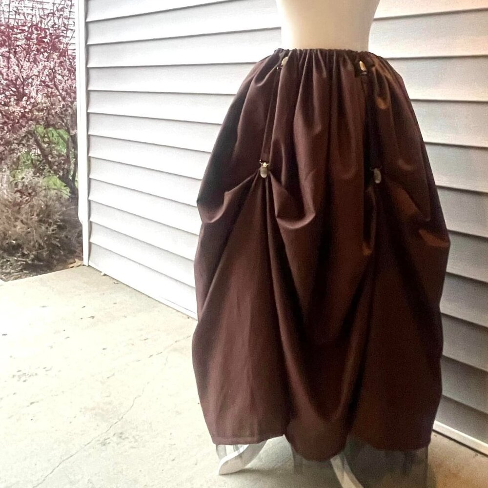 Brown Peasant Renaissance Skirt with Skirt Hikes Cotton fits Small to Large